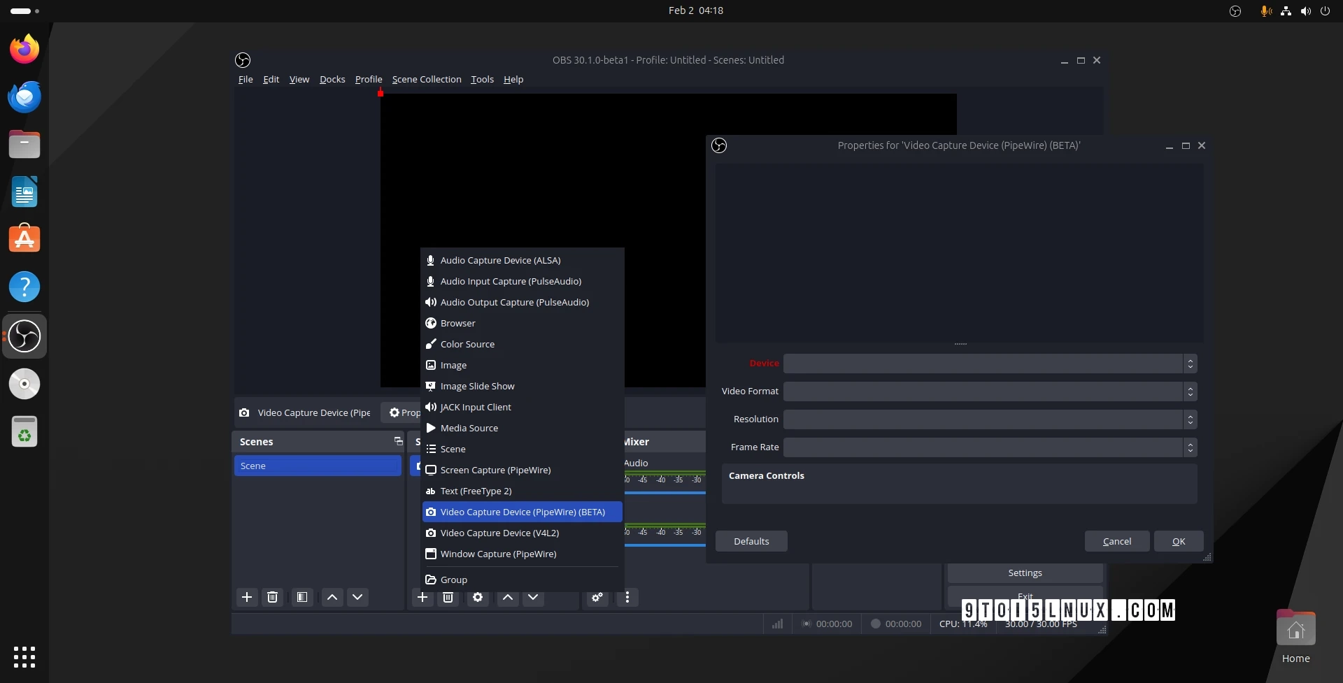 New Release: OBS Studio 30.1 with Added AV1 Support for VA-API and PipeWire Camera Source