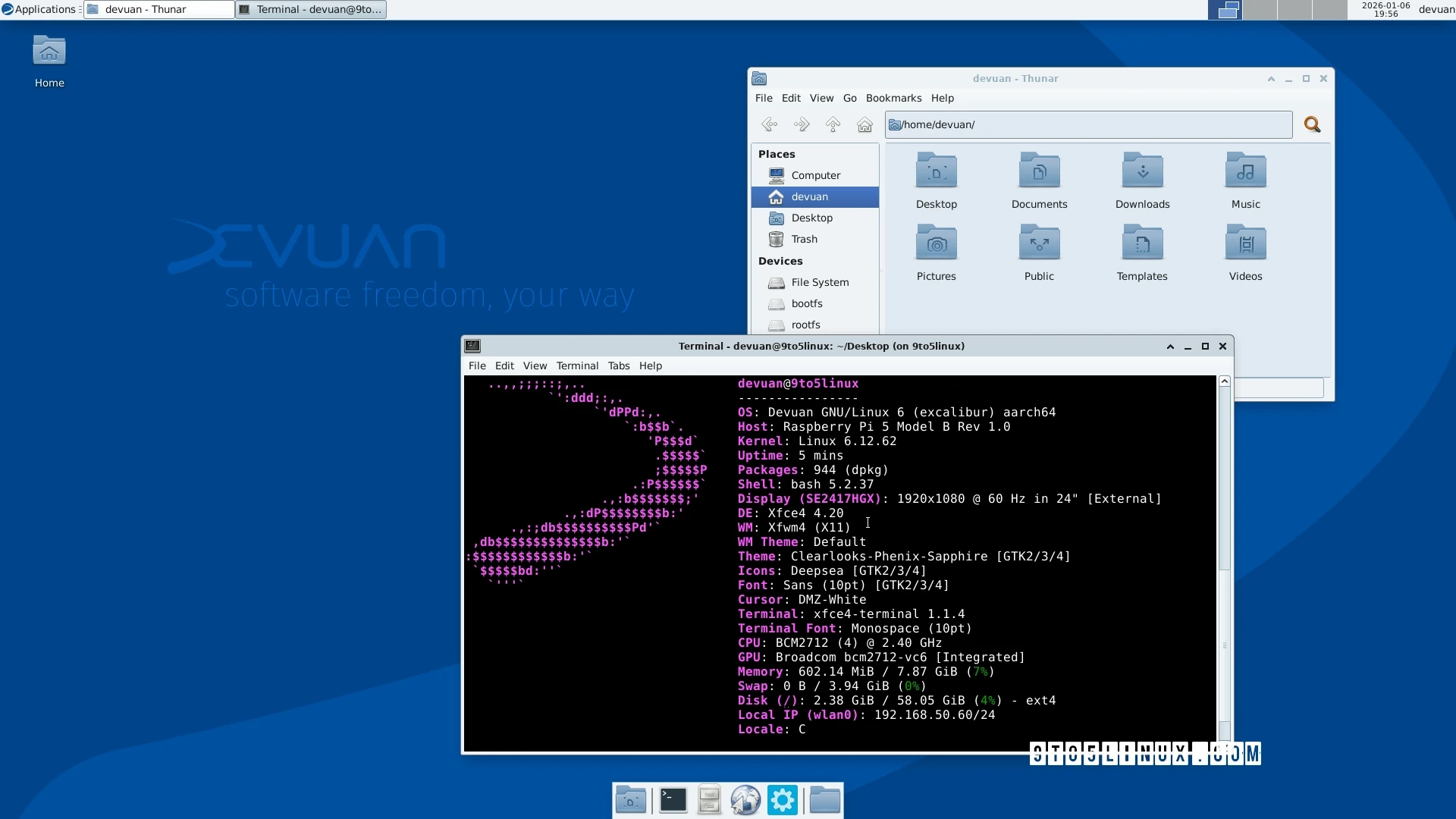 Exploring Devuan GNU+Linux 6 “Excalibur” on Raspberry Pi 5: A First Look